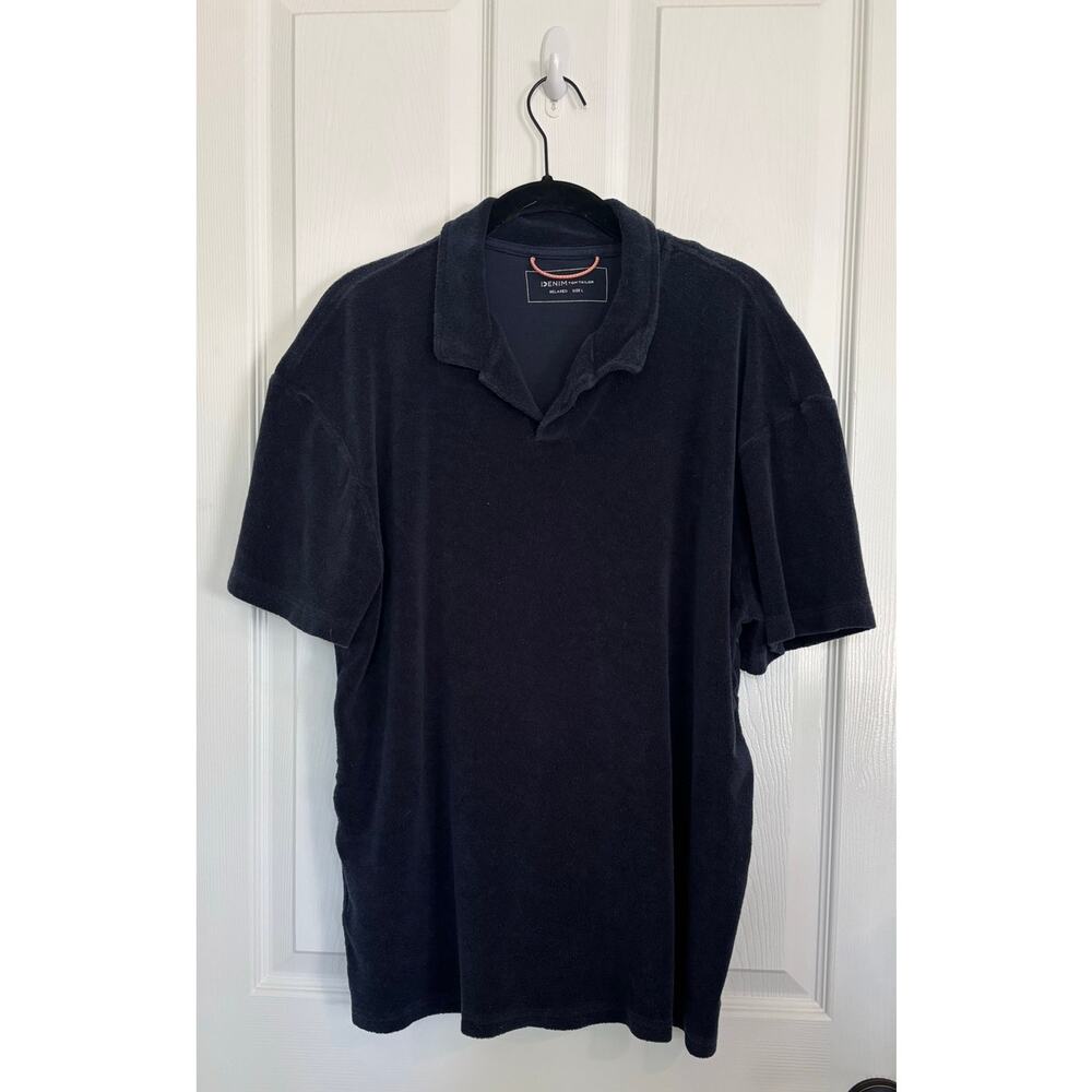 Denim Tom Tailor Relaxed Large Men Navy Blue Terry Cloth Polo Shirt